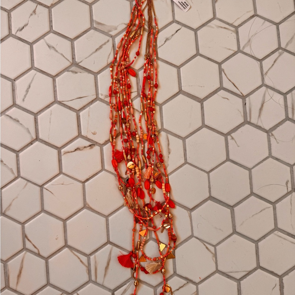 Roberta Roller Rabbit Red and Gold Multi-Strand Necklace - Picture 2 of 4